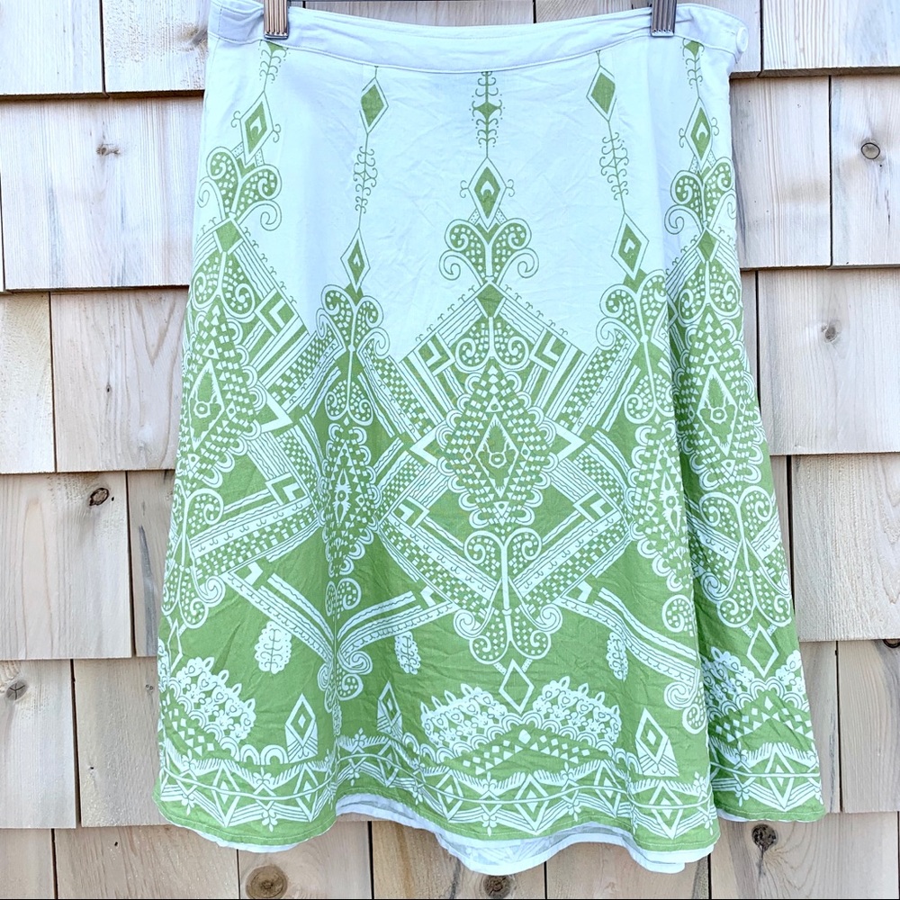Women’s Metro Style Lime/White Linen Skirt-12